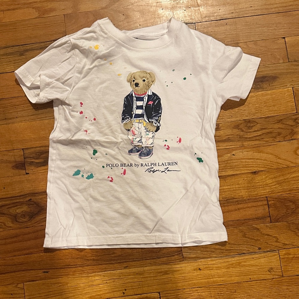 Ralph Lauren Kids White Tee with Polo Bear